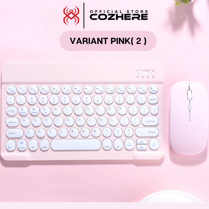 Gambar Keyboard Mouse Wireless Bluetooth Set Universal Untuk Mac Android Pc - RoundPink dari CozHere undefined Tokopedia