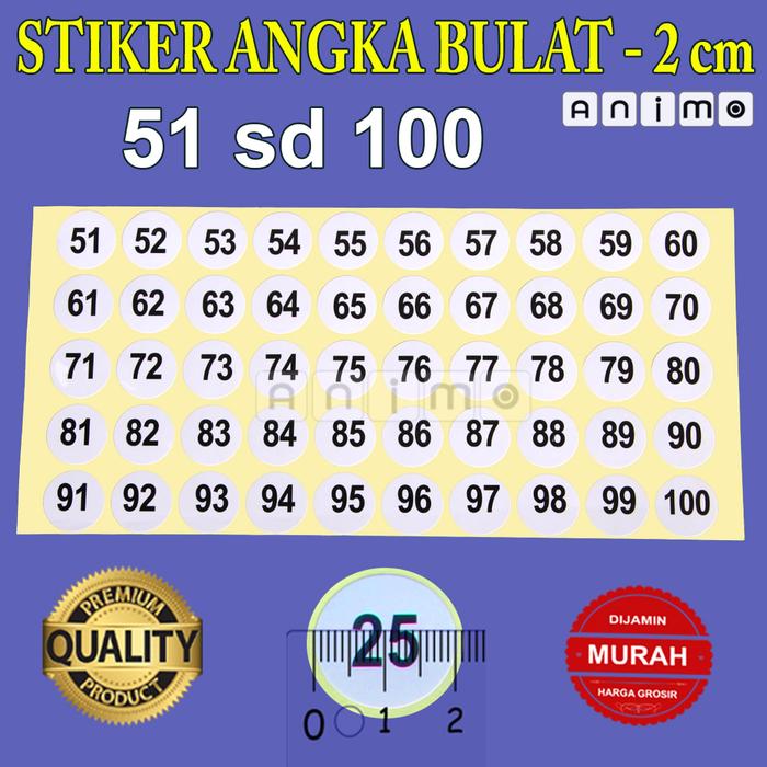 Gambar LABEL - STIKER ANGKA BULAT 2 CM - ROUND NUMBER STICKERS 2 CM - 51 SD 100 dari ANIMO LABEL undefined Tokopedia
