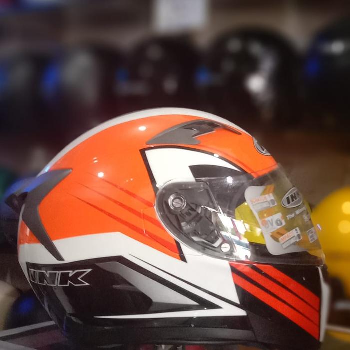 Gambar HELM INK DUKE MOTIF/FULL FACE/double visor - White oren, XL dari labaikamotor undefined Tokopedia