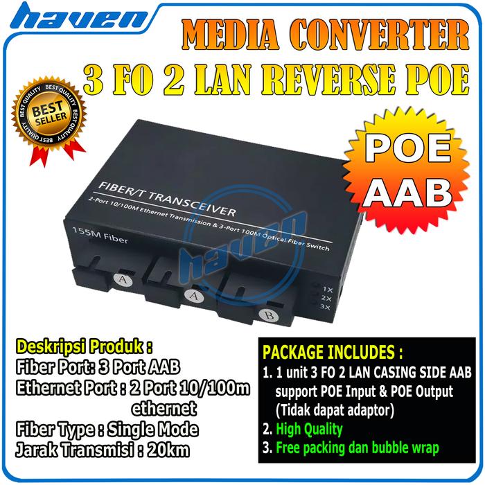 Gambar Media Converter 3 Port FO 2 Port LAN / Switch Fiber 3 FO 2 SC - POE AAB NO ADP dari CCTV HAVEN undefined Tokopedia