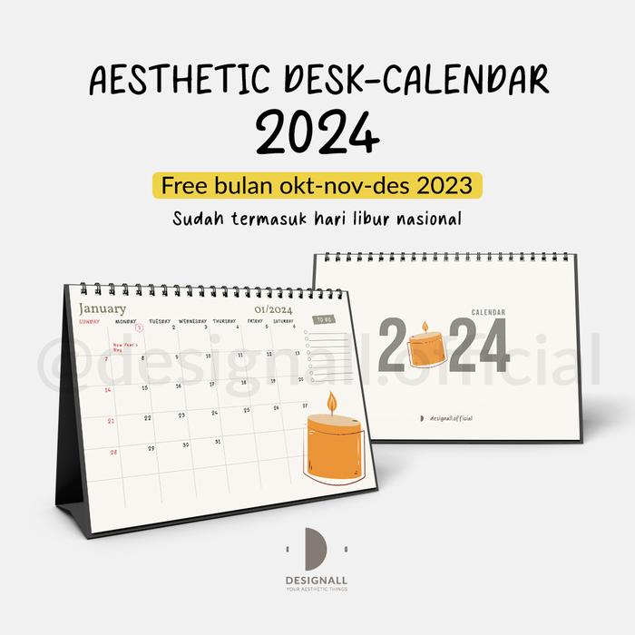 Jual Designall Kalender Tahun 2024 Meja/ Kalender Duduk Aesthetic ...