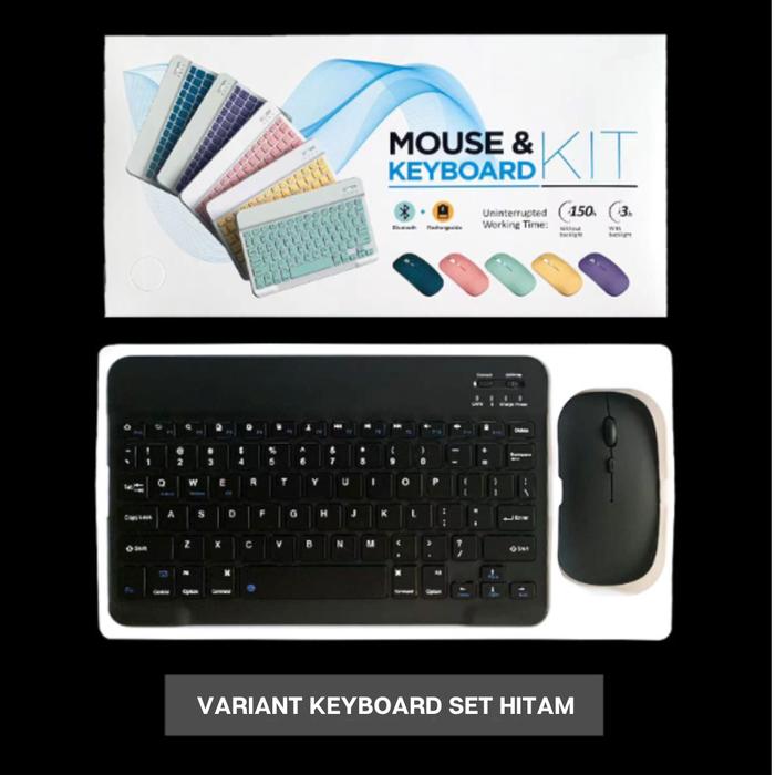Gambar Keyboard Mouse Wireless Bluetooth Set Universal Untuk Ipad Android Pc Tab Baterai - SquareBlack dari CozHere undefined Tokopedia