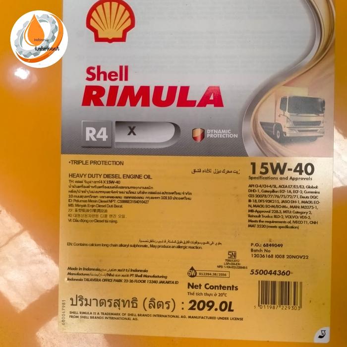 Jual Shell Rimula R4 X 15W-40 (Heavy duty diesel engine)Oil Original ...