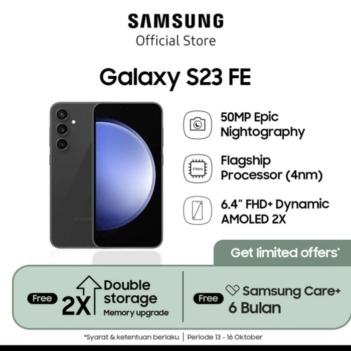 Gambar SAMSUNG GALAXY S23 FE 5G 8/128GB,8/256GB GARANSI SEIN RESMI - GRAPHITE, 8/256GB dari ONLINE STORE CPK MAS undefined Tokopedia