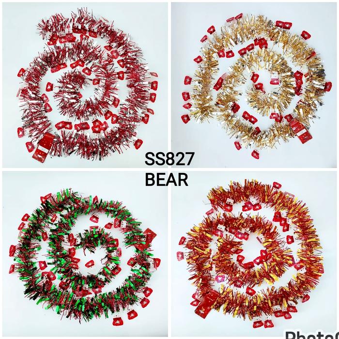 Gambar NEW Slinger Santa Dekorasi Natal Hiasan Parcel Tinsel Murah Grosir - SS827 BEAR, SILVER dari MadisonShop undefined Tokopedia