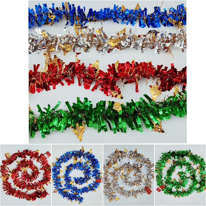 Gambar Slinger Natal Merah Hijau Silver Biru Dekorasi Christmas Tinsel Parcel - SS830 RANDOM dari MadisonShop undefined Tokopedia