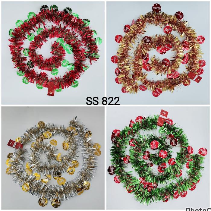 Gambar NEW Slinger Santa Dekorasi Natal Hiasan Parcel Tinsel Murah Grosir - SS822 MC BULAT, GOLD dari MadisonShop undefined Tokopedia