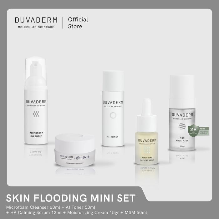 Gambar Duvaderm - Korean Glass Skin Package | Microfoam / Elderberry Mild Cleanser 60ml + AI Toner 50ml + Hyaluronic Calming Serum 12ml + Moisturizer 10gr + MSM Face Mist 50ml - Microfoam dari Duvaderm undefined Tokopedia