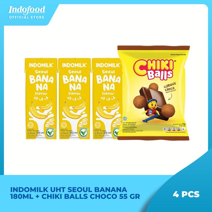 Gambar 3 Pcs - Indomilk UHT Seoul Banana 180ml + Chiki Balls Choco 55 Gr dari Rumah Indofood undefined Tokopedia
