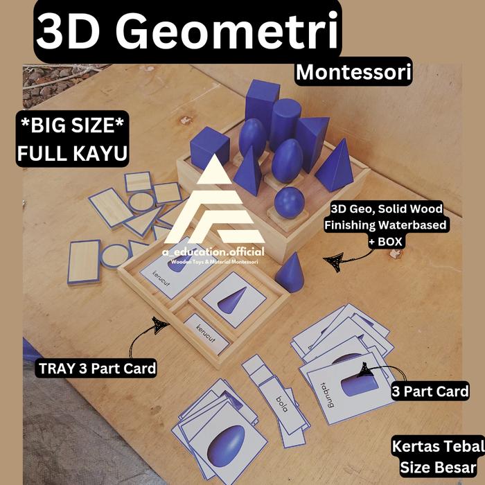 Gambar Geometri 3D Geometri Montessori big size Mainan Edukasi Kayu Wooden - Paket 6 dari A Education undefined Tokopedia