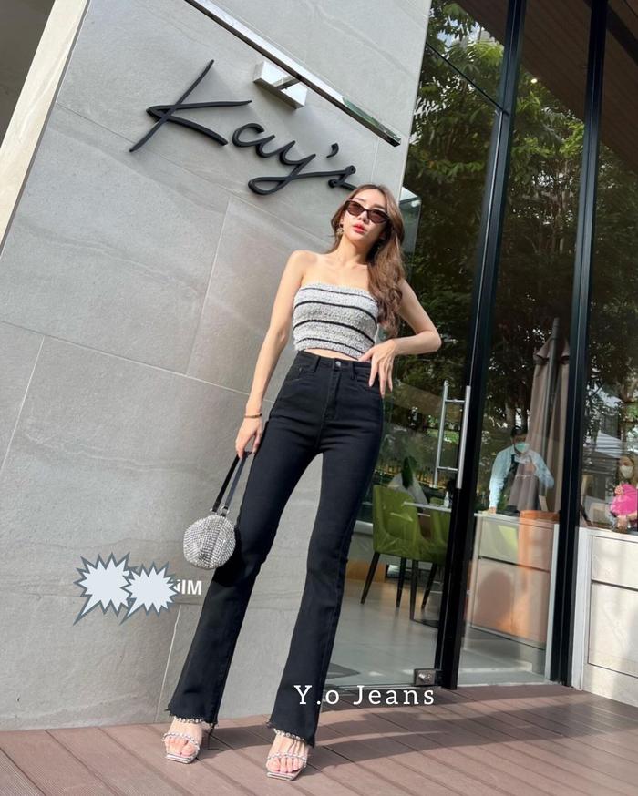 Gambar Celana  Jeans Wanita Cutbray Unfinise Hitam Haigwaist - Hitam, 32 dari Y.o Jeans undefined Tokopedia