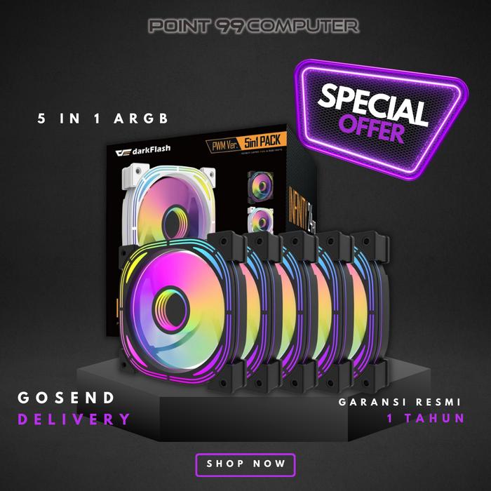 Gambar DARKFLASH INFINITY 24 PRO ARGB 5 FAN PACK INF24 5IN1 WHITE BLACK - Hitam dari POINT99 COMPUTER undefined Tokopedia