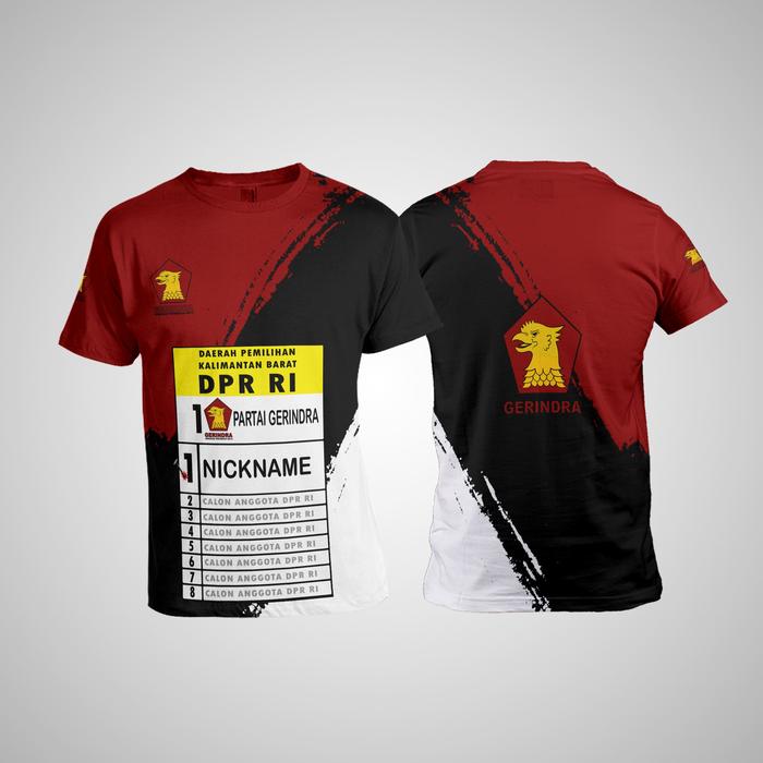 Gambar KAOS ATASAN BAJU PARTAI GERINDRA SUBLIMATION 3D TERBARU 2024 - O-NECK, S dari QITHMAYR CUSTOM undefined Tokopedia