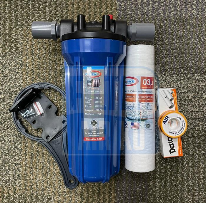 Gambar Paket Filter Air 10" 1 Tahap Housing + Sedimen Untuk Air Keruh / Kotor - Biru-Eugen, 3/4 dari Filterairku Jakarta undefined Tokopedia