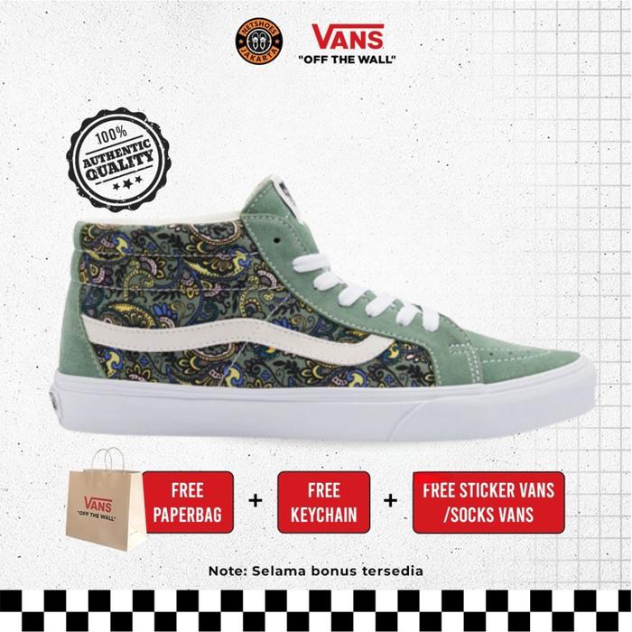 Jual Vans Sk8 Mid Reissue Paisley Hedge Green Original Sepatu 44