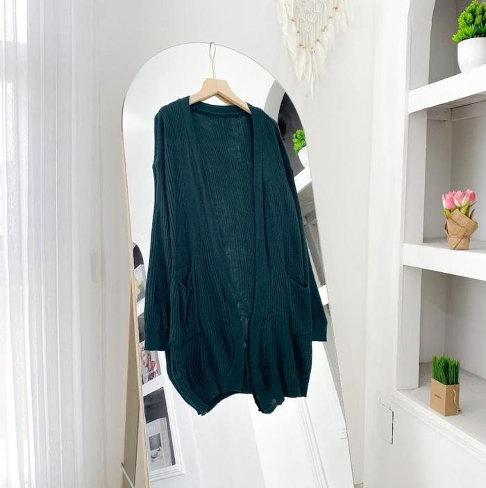 Gambar OUTER CARDIGAN RAJUT PREMIUM | OUTER KOREAN STYLE | CARDIGAN WANITA - Emerald, All Size dari Aliza Hijab Outfit undefined Tokopedia