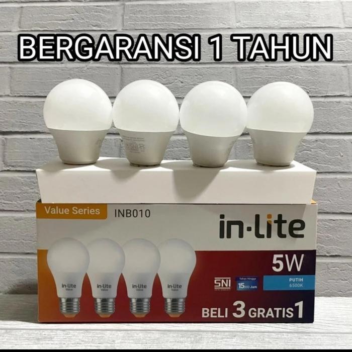 Gambar IN LITE PAKET 5W 3PC GRATIS 1PC LAMPU LED INLITE IN-LITE 5W GARANSI - KUNING WW 3000K dari M QUEEN undefined Tokopedia