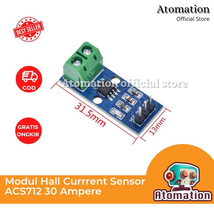 Gambar Modul Sensor Arus Hall Current Sensor ACS712 5A 20A 30A - 30 A dari atomation undefined Tokopedia