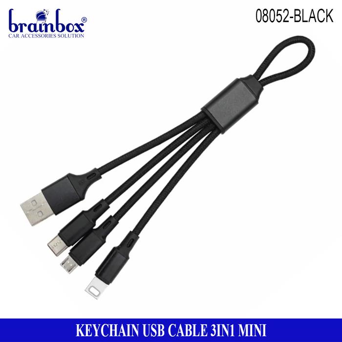 Gambar Keychain USB 3in1 Charger Cable Kabel Cas Handphone Gantungan Kunci - Hitam dari Brainbox Car and Home Kota Batam Tokopedia