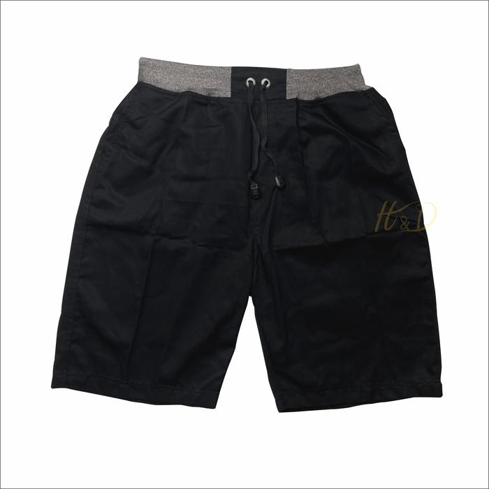 Gambar CELANA PENDEK PRIA CHINO POLOS RIB SURFING STREET/MELLAR TERMURAH - Hitam, L dari Baviral undefined Tokopedia