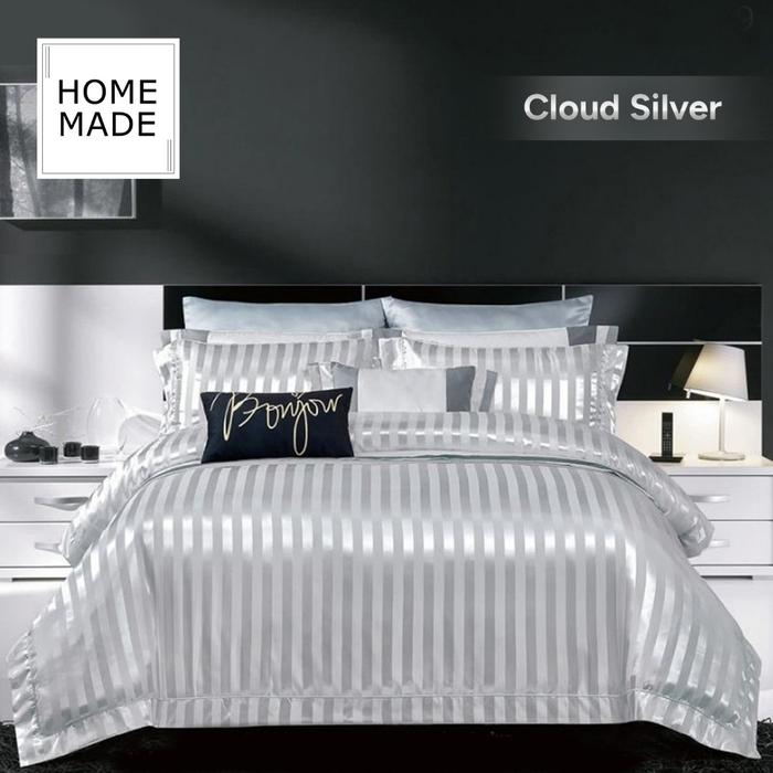 Gambar Sprei Micro silk Tencel Ukuran 180x200 Queen Motif Salur - CLOUD SILVER, T.35 dari Roomall Indonesia Kintakun undefined Tokopedia