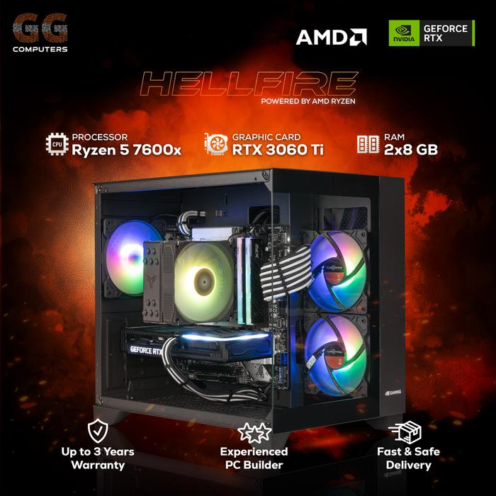 Jual PC Gaming AMD| Ryzen 5 7600X | RTX 3060 TI 8GB | 256GB NVMe| 16GB ...