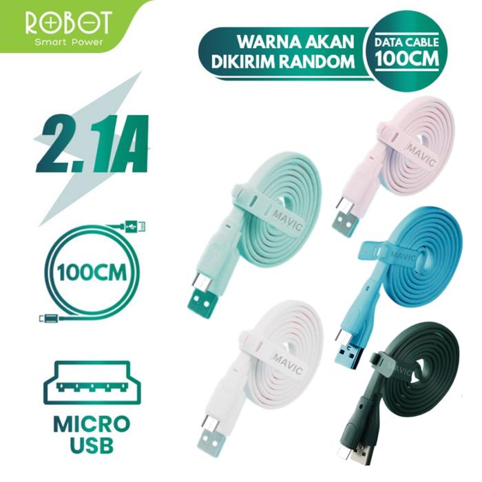 Gambar ROBOT RT-AM100 Kabel Cable Data Charging Micro USB For Android 2.4A 100cm - 1 Pcs - Random dari MAVICPC STORE undefined Tokopedia