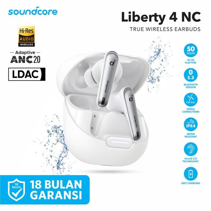 Gambar Earphone TWS Anker Soundcore Liberty 4 NC - A3947 - Putih dari Anker Official Medan undefined Tokopedia