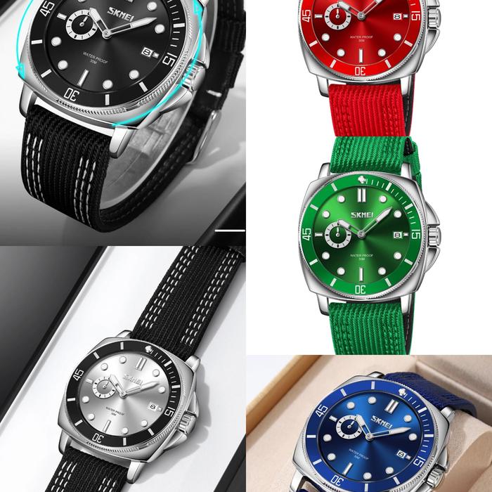 Jual Jam Tangan Pria Analog Skmei 9328 Tali Kanvas Chrono Aktif