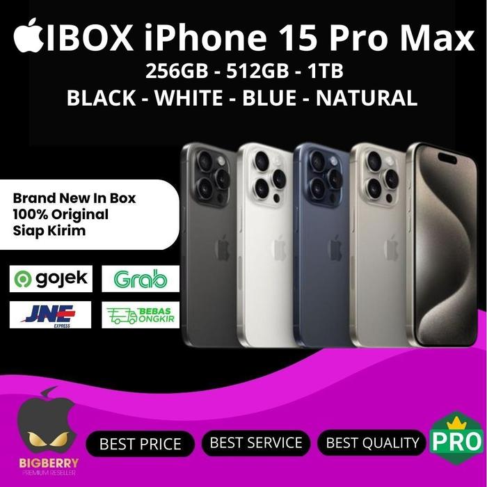 Gambar IBOX Apple iPhone 15 Pro Max Promax 256GB 512GB 1TB Garansi Resmi TAM - 256GB, Black Titanium dari Bigberry Cellular undefined Tokopedia