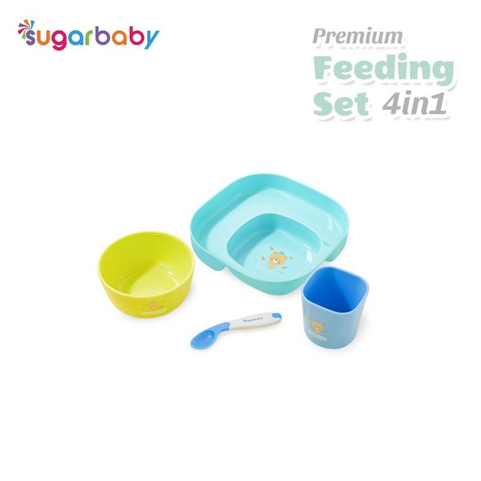 Gambar Sugar Baby Premium Feeding Set 4in1/Tempat Makan Bayi/Alat Makan Bayi - Biru dari RAIN BABY SHOPS undefined Tokopedia