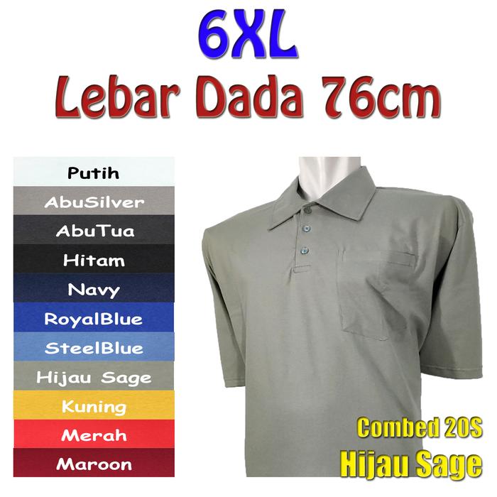 Gambar Kaos Polo Polos Katun Combed 20S Jumbo Besar Ukuran 6XL - SageGreen dari baju.kita.sby undefined Tokopedia