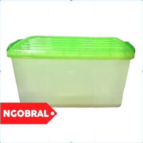 Gambar Container Box Besar 90 Liter Storage Box Roda Kontainer Box Plastik - Putih Hijau dari ngobral_NEW undefined Tokopedia