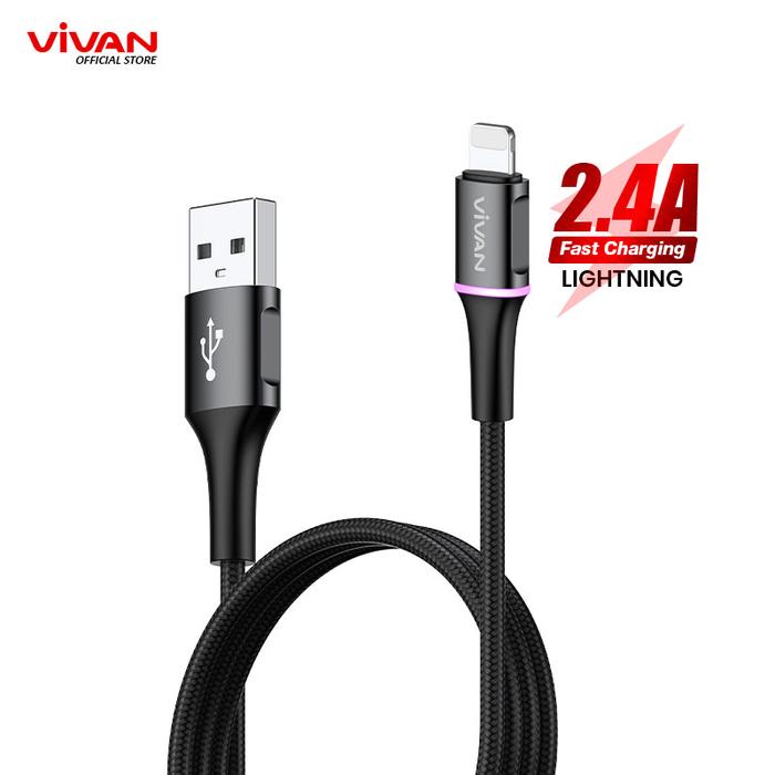 Gambar VIVAN Kabel Data LED Type C Micro USB Lightning VD Series - Lightning 100CM dari Vivan Audio Store undefined Tokopedia