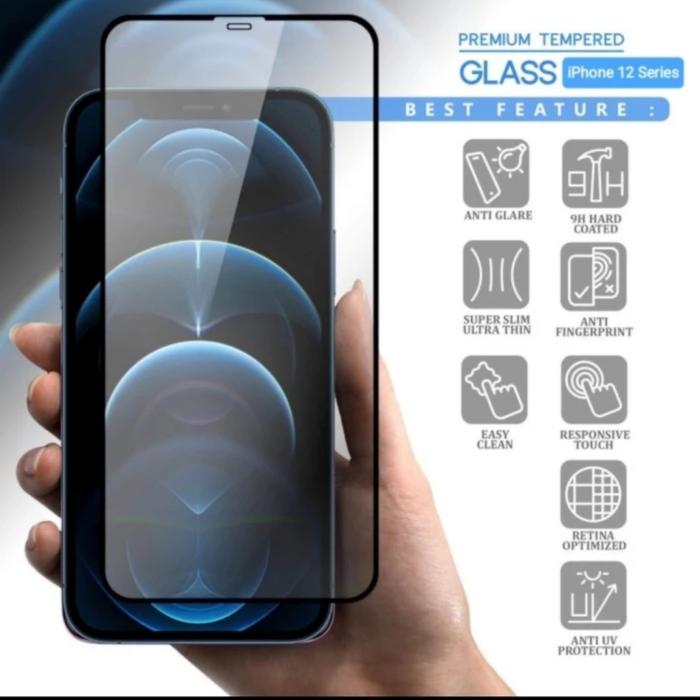 Jual Iphone 12 Pro Max Tempered glass full glue screen protector