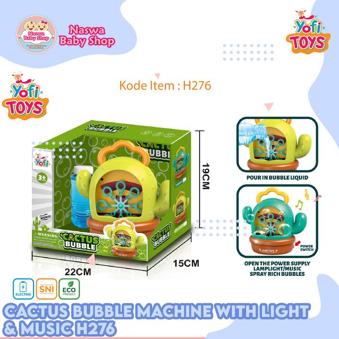 Gambar Yofi Toys Cactus Bubble Machine With Light & Music Electric H276 dari Naswa Baby Shop undefined Tokopedia
