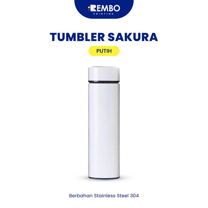 Gambar Tumbler Custom SAKURA Termos Gambar Design Bebas FULL PRINT UV - Putih, SAMPAI TUTUP dari Rembo Printing Store undefined Tokopedia