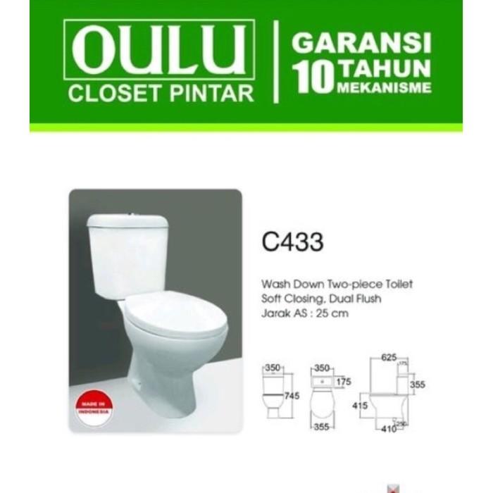 Gambar Oulu Closet / Kloset Toilet Duduk Kw1 C 433 C433 Wash Down Dual Flush - Dus (Instant) dari Griya Anugerah Bangunan undefined Tokopedia
