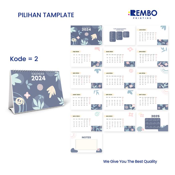 Gambar Kalender Meja - Calendar Meja 2024 Spiral - Custom 21x15 Cm - AC 260, - Template 2, AC260 KAKIAC400 dari Rembo Printing Store undefined Tokopedia