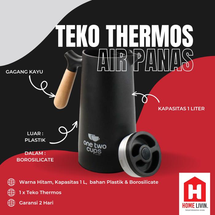 Gambar HOME LIVIN. Teko Thermos Termos Air Panas Vacum Jug Flask - 1 Liter - Hitam dari Home Livin. undefined Tokopedia