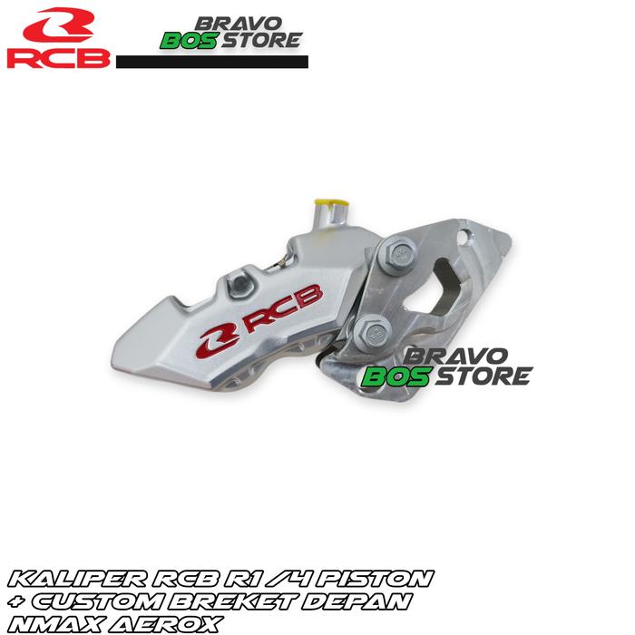Gambar Kaliper Depan RCB R1 4 Piston + Custom Breket Depan Nmax Aerox - SILVER dari Bos Bravo Store undefined Tokopedia