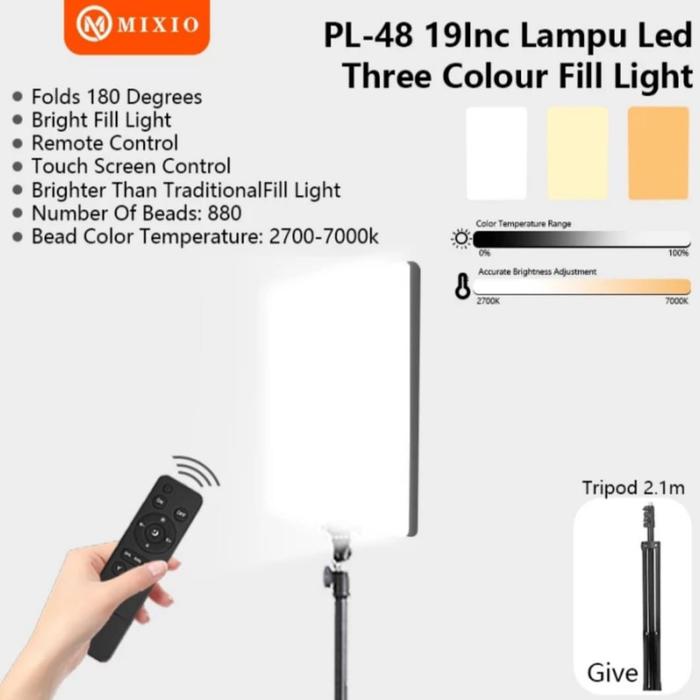 Gambar MIXIO - PL48 Lampu Foto LED Video Light LIVE STREAMING Tripod Ringligh dari infinity.techno undefined Tokopedia