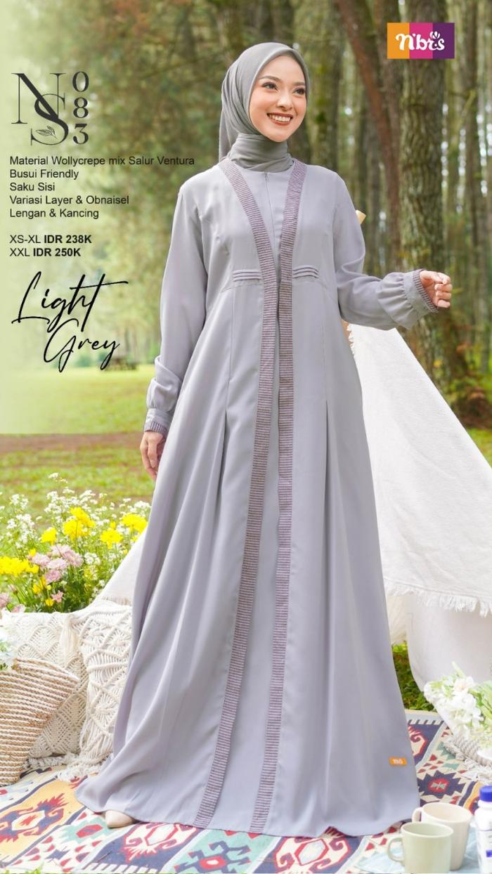 Gambar NIBRAS NS 083 GAMIS WANITA MUSLIMAH BUSUI - LIGHT GREY, XS dari Nibras House Store undefined Tokopedia