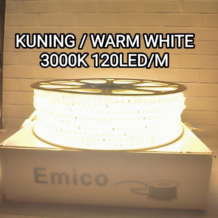 Gambar HARGA PER 1 METER EMICO LED STRIP LIGHT 2835 120LED/METER IP66 220V - KUNING WW 3000K dari CARINA LISTRIK GUDANG LAMPU undefined Tokopedia