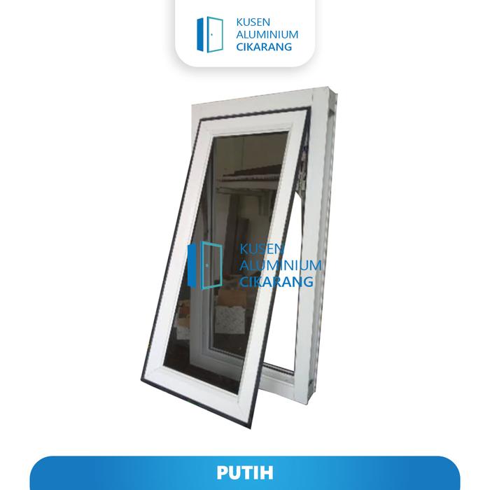 Gambar Jendela Aluminium 60x110 - Jendela Kamar Tidur 60 x 110 Hitam Kaca Putih Set - Putih, Bening - Jungkit dari Kusen Aluminium Cikarang undefined Tokopedia