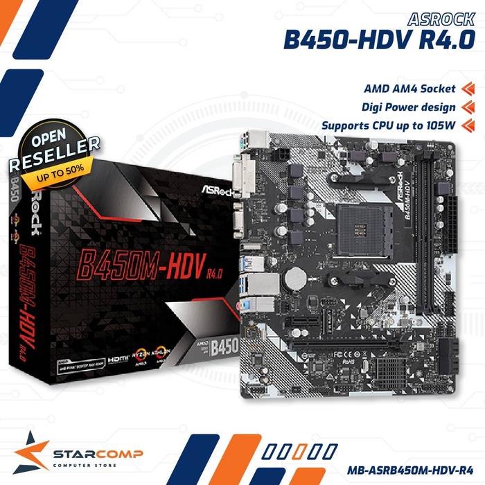 Gambar ASRock B450M-HDV AM4 DDR4 USB 3.1 dari Starcomp Solo undefined Tokopedia