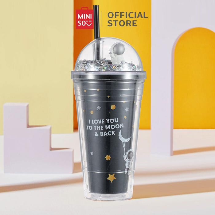 Gambar Botol Minum Astronot Lucu - MINISO Star Series Double-Layer Bottle - Hitam dari jastipsripilan undefined Tokopedia
