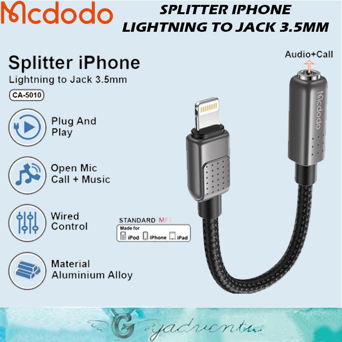 Gambar Mcdodo Ca-2740 Audio Adapter Lightning to Jack 3.5mm iPhone 12 13 14 - CA-5010 MIC dari GADVENTIA undefined Tokopedia