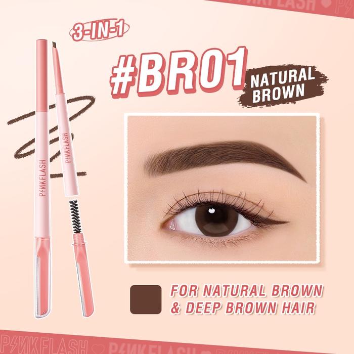 Gambar PINKFLASH #PinkDefiner 3-In-1 Multi-use Eyebrow Pencil PFE17 - BR01 dari PINKFLASH STORE undefined Tokopedia