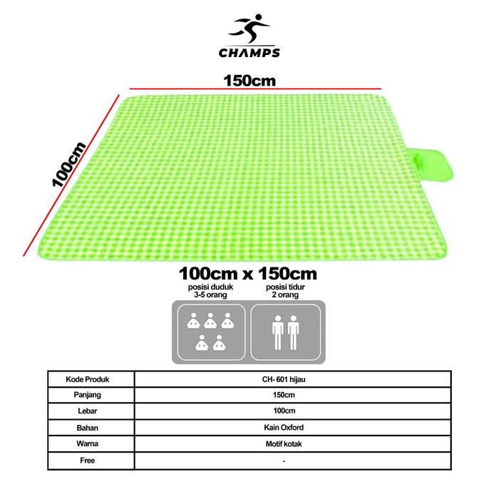 Gambar CHAMPS Tikar Piknik / Picnic Blanket praktis - Hijau 100 x 150 dari Champs Indonesia undefined Tokopedia